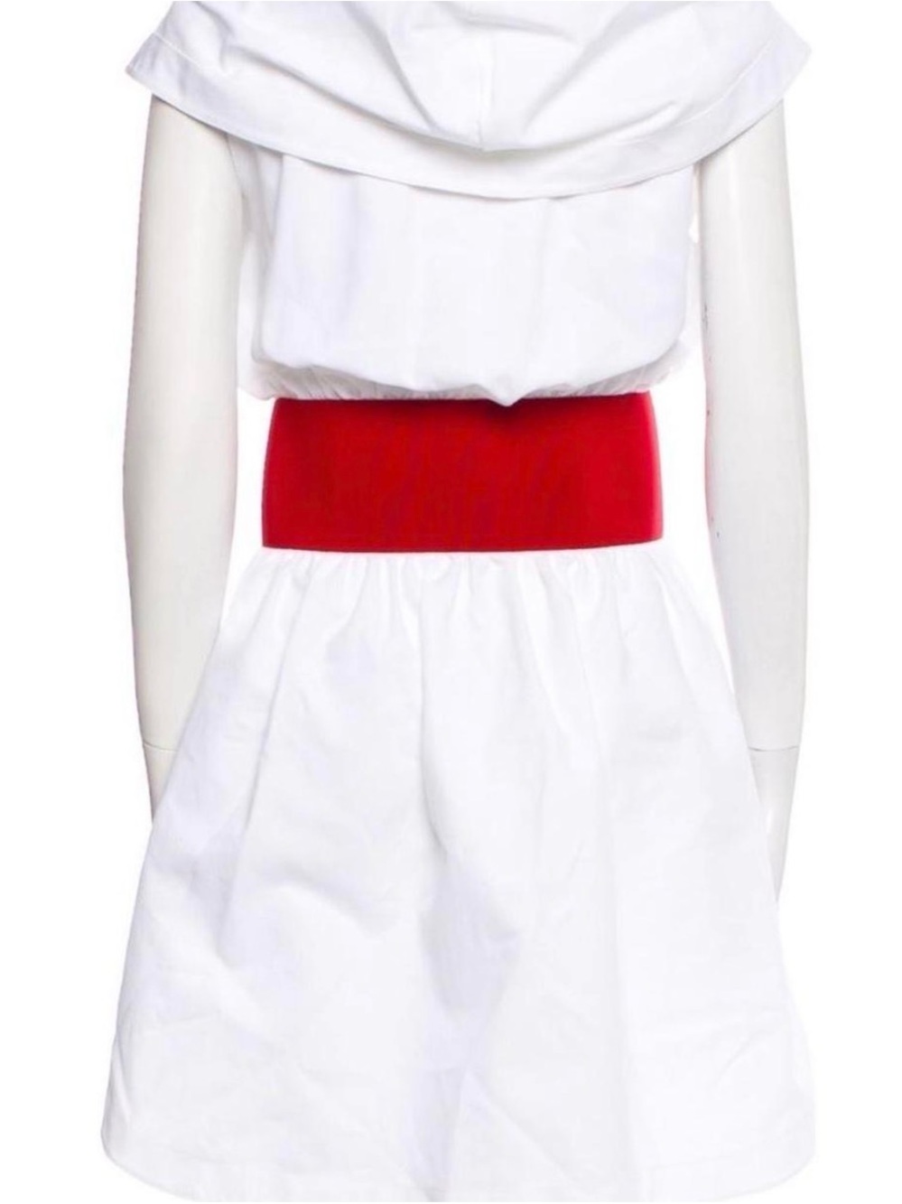 ALAIA White Hooded Dress with Red Waist Belt - Picture 6 of 6
